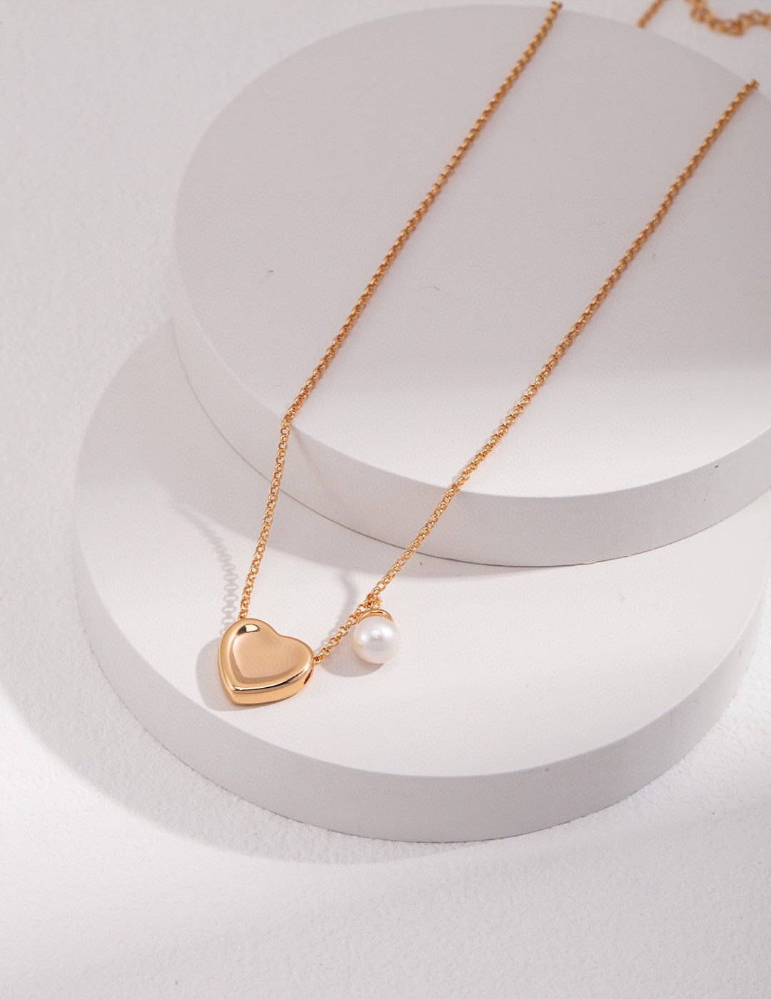 Heart-shaped Pendant Pearl Chain Necklace