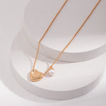 Heart-shaped Pendant Pearl Chain Necklace