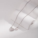 Heart-shaped Pendant Pearl Chain Necklace-Gembea Jewelry