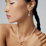 Minimalist Freshwater Pearl Hoop Earrings-Gembea jewelry