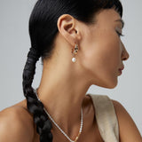Minimalist Freshwater Pearl Hoop Earrings-Gembea jewelry