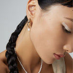 Minimalist Freshwater Pearl Hoop Earrings-Gembea jewelry