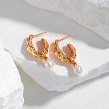 Minimalist Freshwater Pearl Hoop Earrings-Gembea jewelry