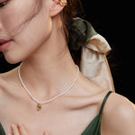Queen Gold Pendant Rice Pearl Necklace-Gembea Jewelry