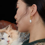 Irregular Baroque Pearl Drop Earrings-Gembea Jewelry
