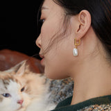 Irregular Baroque Pearl Drop Earrings-Gembea Jewelry
