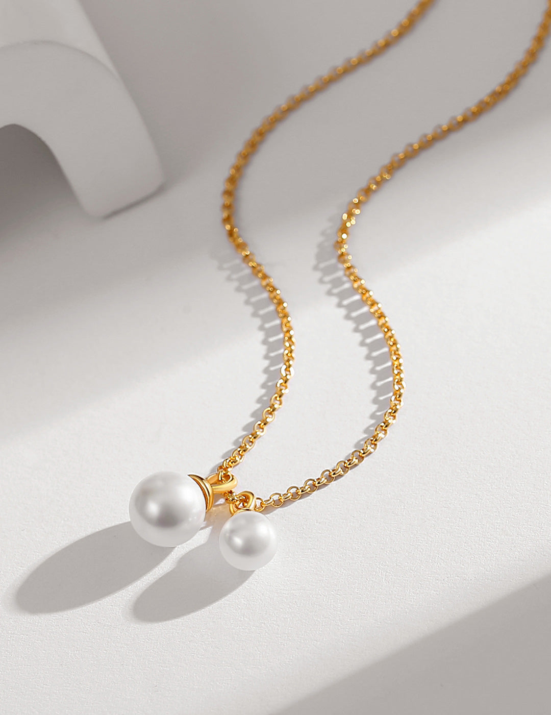 Gold Chain Pearl Pendant Necklace-Gembea Jewelry