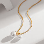 Gold Chain Pearl Pendant Necklace-Gembea Jewelry