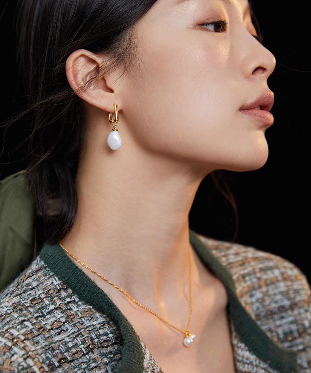 Irregular Baroque Pearl Drop Earrings-Gembea Jewelry
