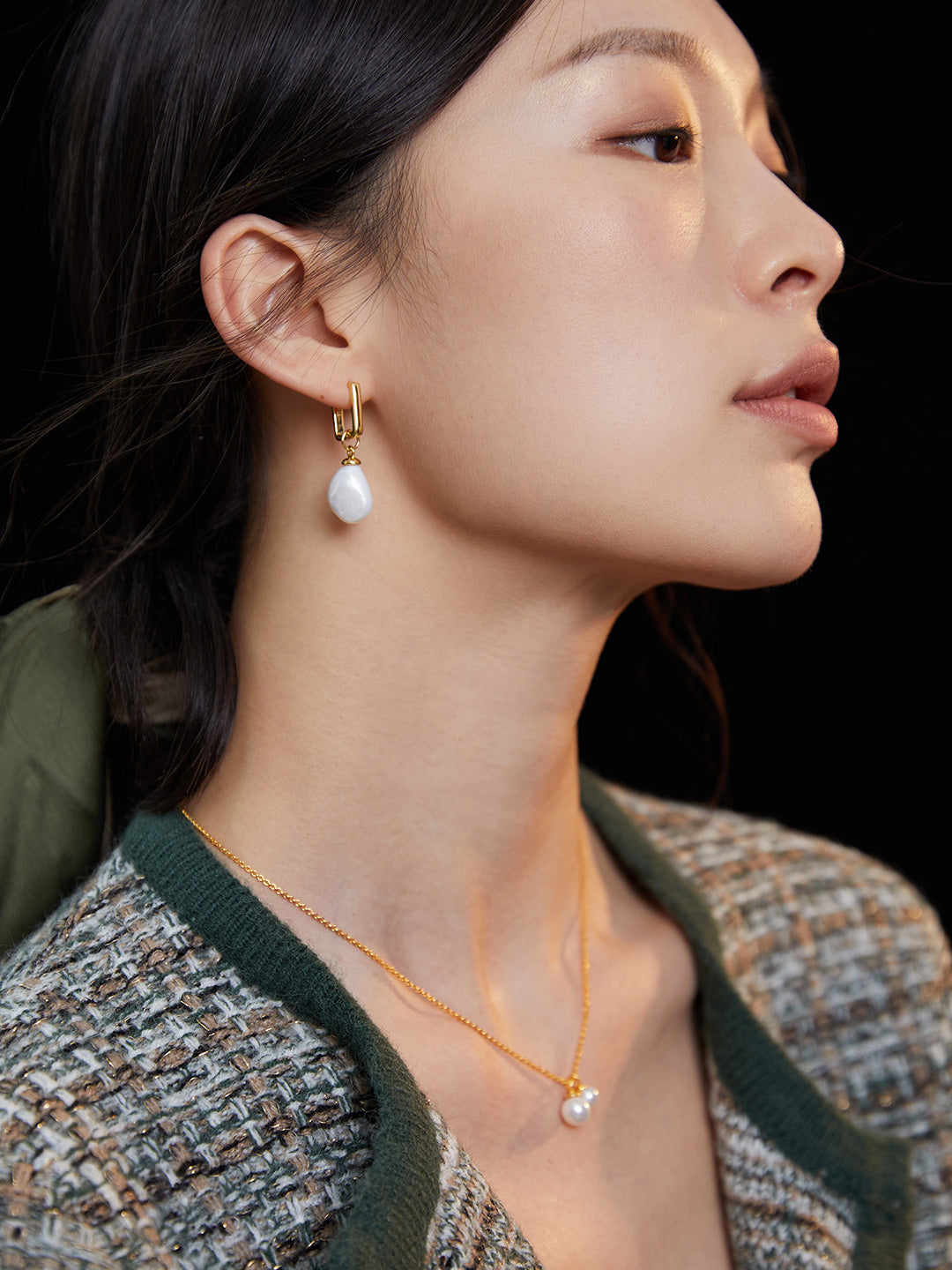 Irregular Baroque Pearl Drop Earrings-Gembea Jewelry