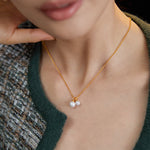 Gold Chain Pearl Pendant Necklace-Gembea Jewelry