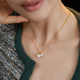 Gold Chain Pearl Pendant Necklace-Gembea Jewelry